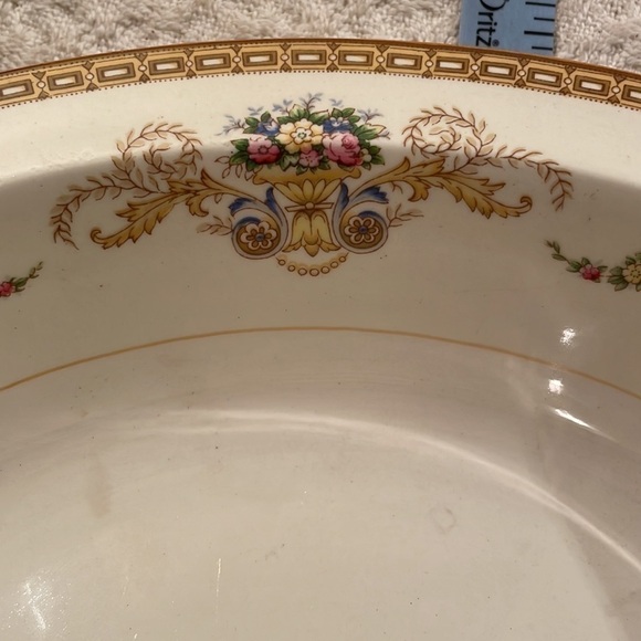 Alfred Meakin England Oval Deep Urn W Flower & Plumes Geometric Trim - Picture 9 of 9